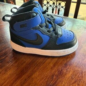Nike Kids Black and Blue High-Top Sneakers
